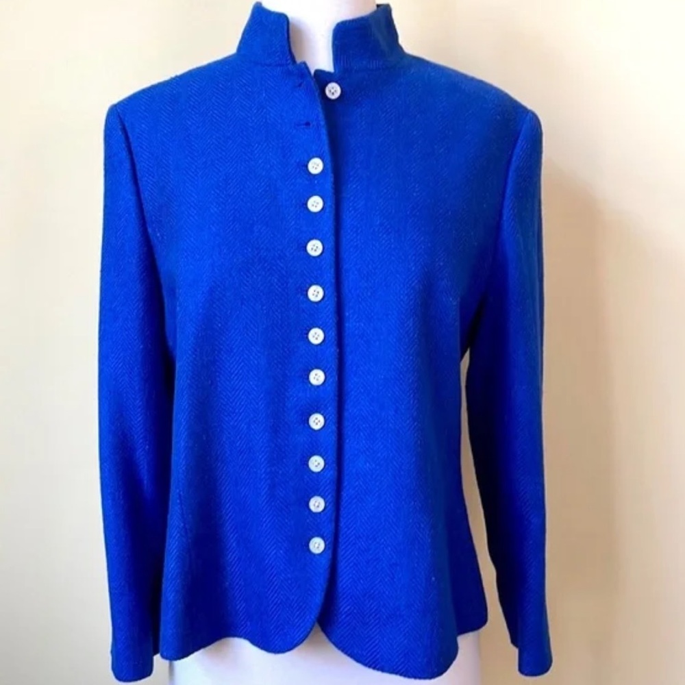 Vintage Ralph Lauren Preppy Button Down White Button Tweed Style Fabric